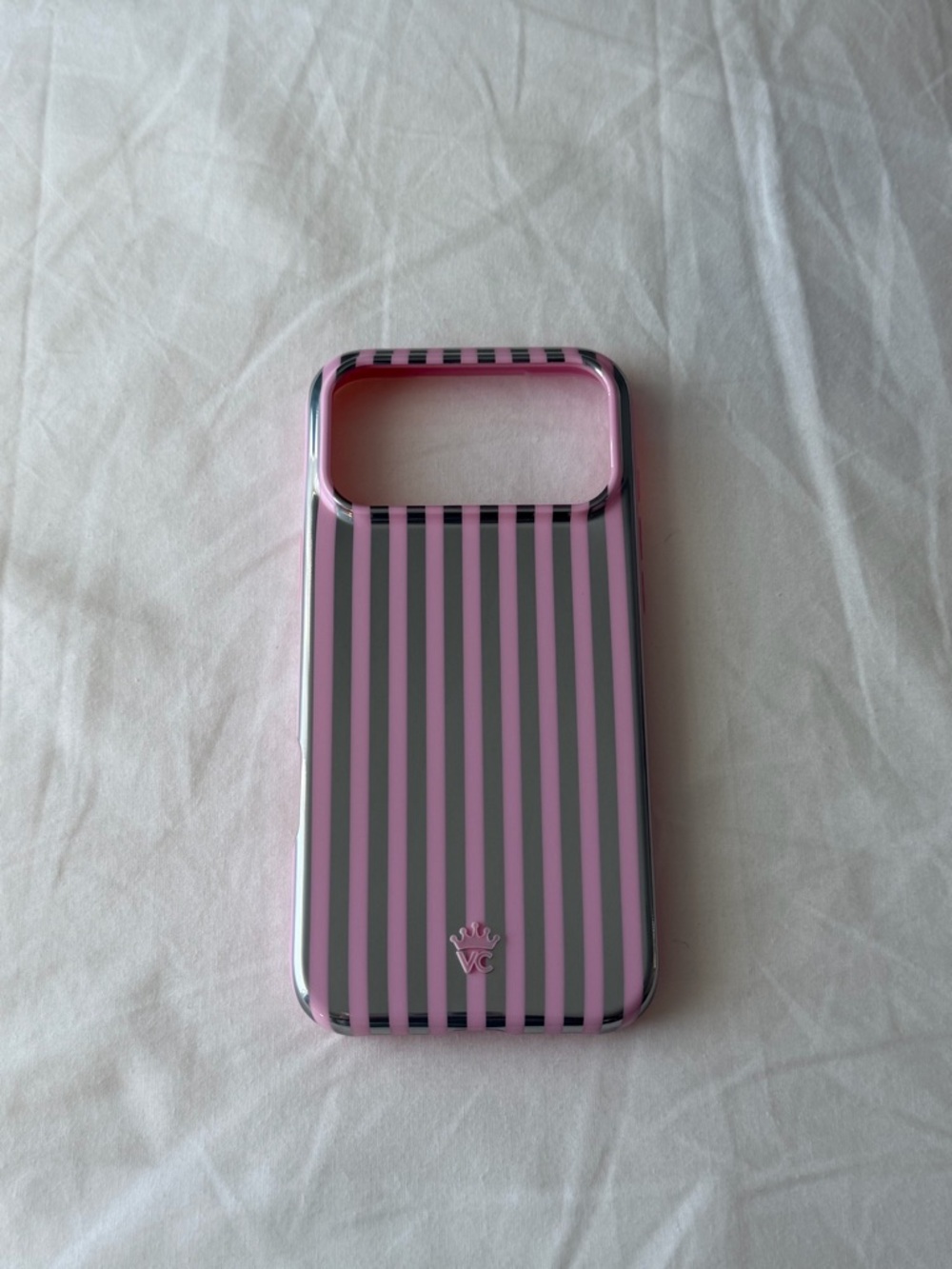 Velvet Caviar Pink and Gray Vertical Stripe Phone Case